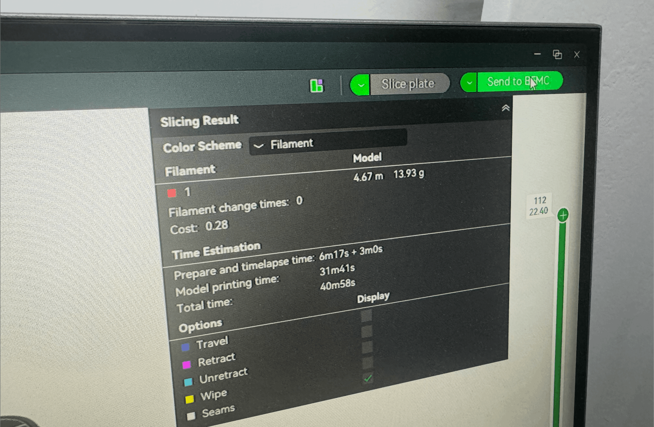 Send to printer screenshot